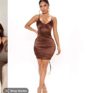 Fashion Nova Brown Satin Dress